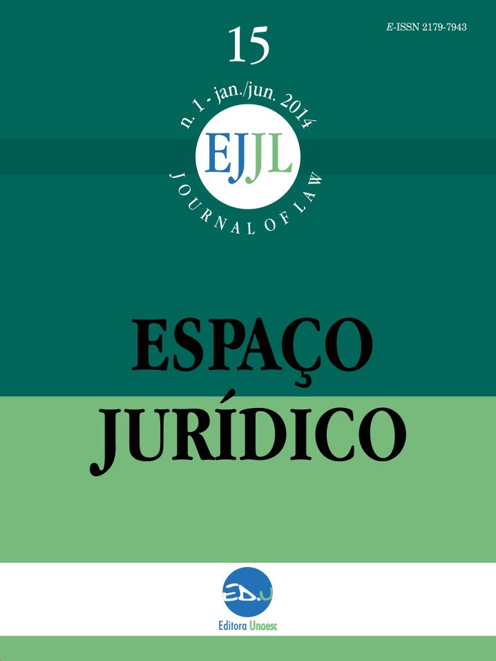 					Visualizar v. 15 n. 1 (2014): ESPAÇO JURÍDICO JOURNAL OF LAW [EJJL]
				