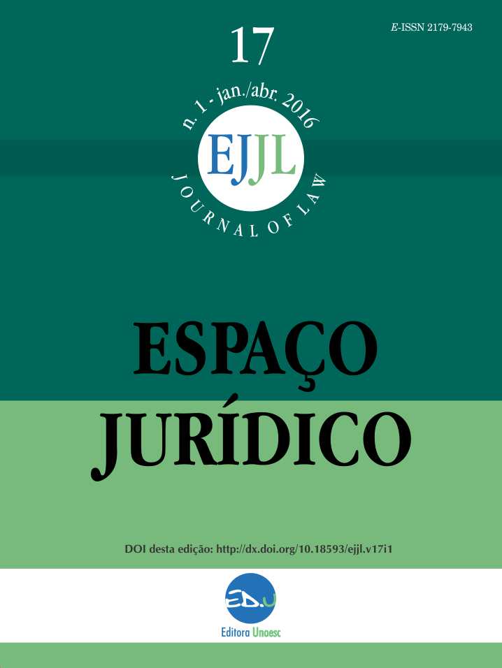					Visualizar v. 17 n. 1 (2016): Espaço Jurídico Journal of Law [EJJL] Quadrimestral
				
