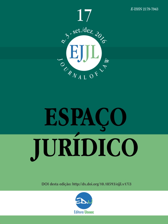 					Visualizar v. 17 n. 3 (2016): Espaço Jurídico: Journal of Law [EJJL] | Quadrimestral
				