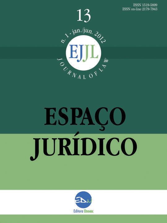 					Visualizar v. 13 n. 1 (2012): ESPAÇO JURÍDICO JOURNAL OF LAW [EJJL]
				