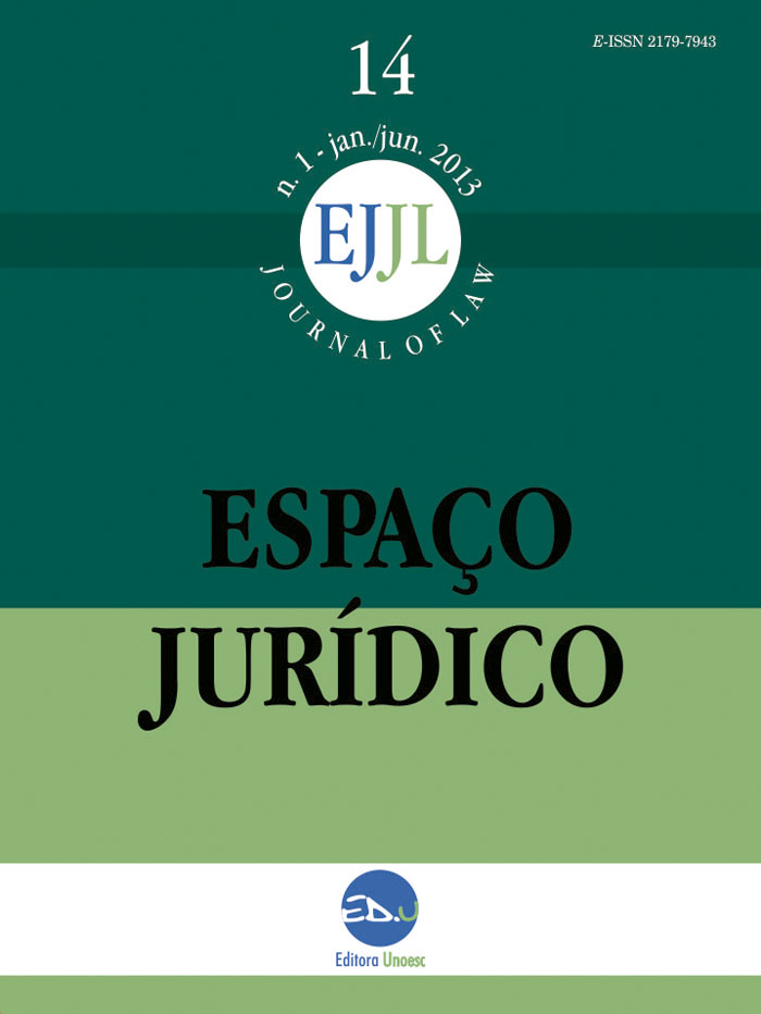 					Visualizar v. 14 n. 1 (2013): ESPAÇO JURÍDICO JOURNAL OF LAW [EJJL]
				