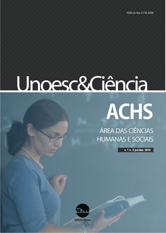 					Visualizar v. 1 n. 2 (2010): Unoesc & Ciência - ACHS
				